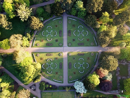 Abbey Gardens flower beds from above